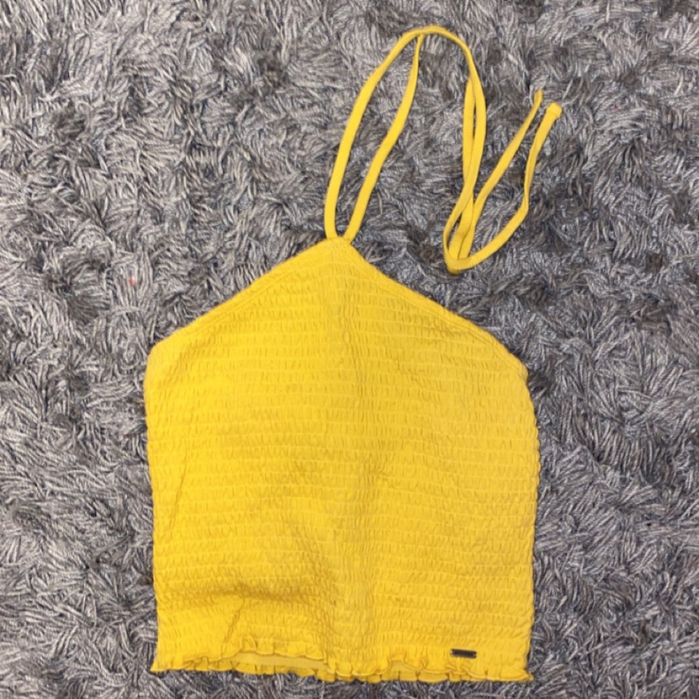 Yellow smocked halter top